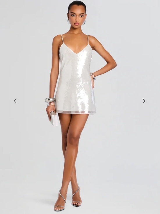 Retrofete Dresses & Skirts - Retrofete White Sequin Mini Slip Dress